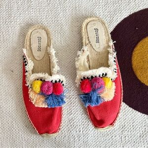 Soludos Coco Pompom Slide On Mule Size 10